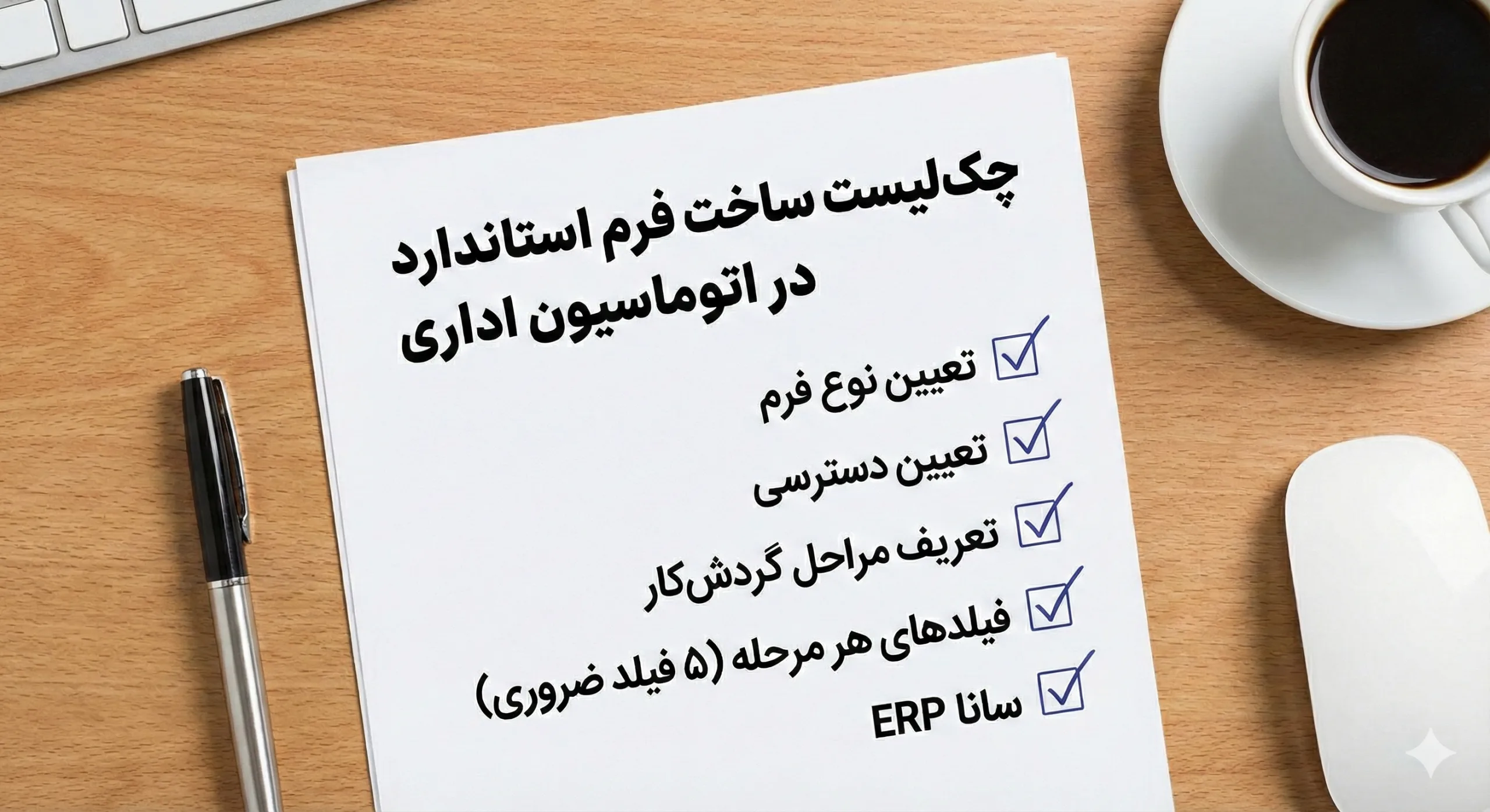 چک‌لیست ساخت فرم استاندارد در فرم‌ساز اتوماسیون اداری با ۵ فیلد ضروری و مراحل گردش‌کار